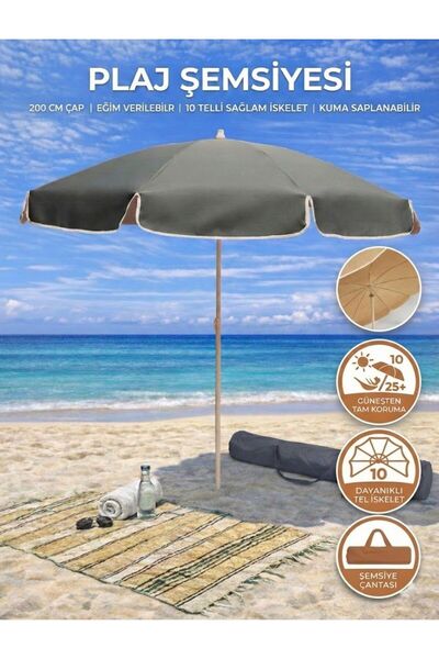 form outdoor Plaj Şemsiyesi 200 Cm Çapında 10 Telli Taşıma Çantası Hediyeli
