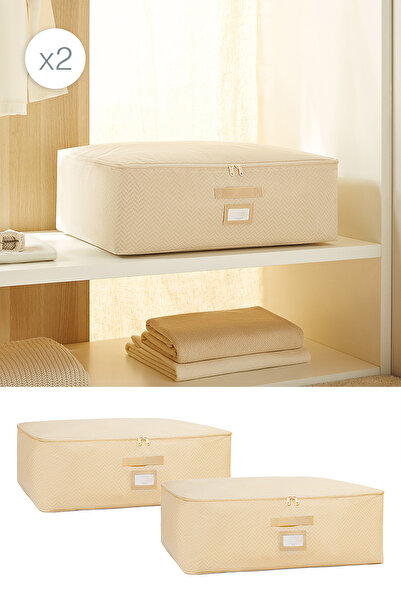 Ocean Home Textile 2 Pieces Large Size Beige Herringbone Underbed Pillow Quil...