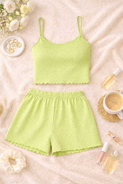 koza iç giyim Women's Cotton Rope Strap Shorts Set