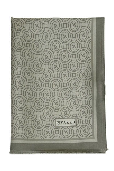 Vakko Twill Silk Shawl - New Monogram - Soft Çağla