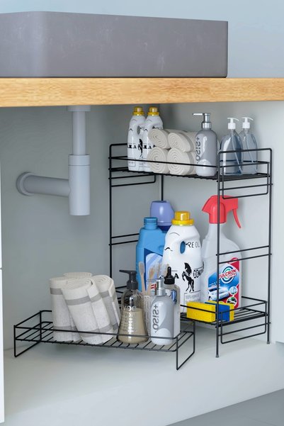 zabata 3-Tier under Sink Shelf Bathroom Kitchen Cabinet Multi-Purpose Organizer Detergent Holder Organizer 20X40