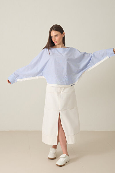 Setre Μπλούζα με χαλαρή εφαρμογή με μπλε ρίγες και λεπτομέρεια