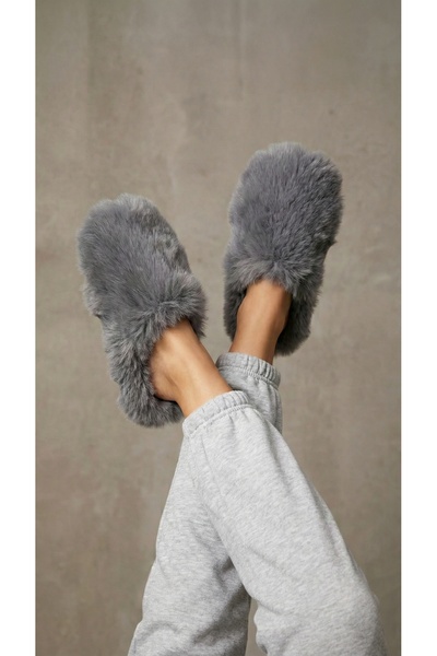 Beyond Women's Smoked Closed-Front Extra Long Soft Furry House Slippers 2cm B...