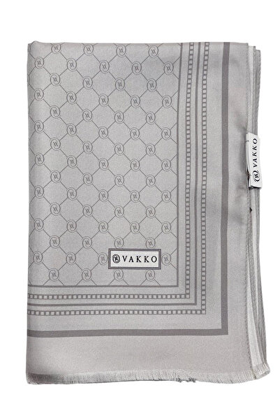 Vakko Twill İpek Şal - Özel Seri - Gümüş
