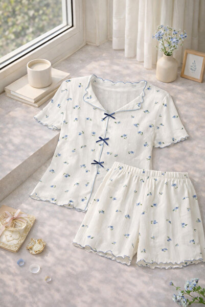 koza iç giyim Жіночий комплект з коротким рукавом, шортами та капюшоном з кві...