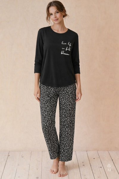 koza iç giyim Γυναικείο σετ πιτζάμες με μοτίβο φύλλων με απαλή υφή βισκόζης