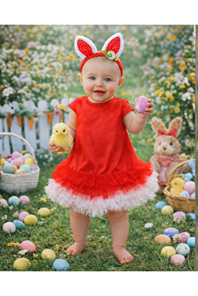 fustite cu luminite Rochița cu Luminițe Roșie - 12-18 luni (80-86 cm)