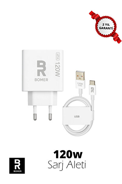 BOMER 120 Watt Hızlı Çift Turbo Saliseli Şarj Seti Xiaomi POCO(Type-A) Androi...