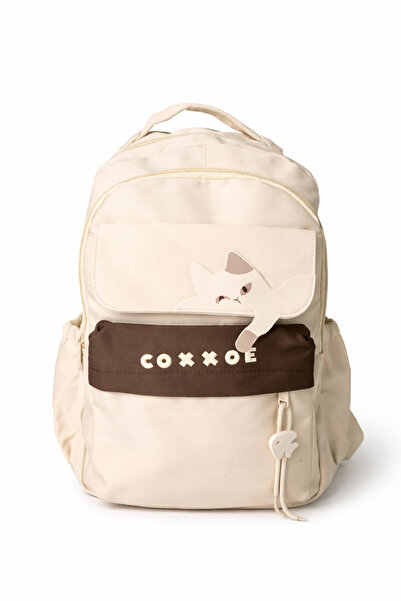 Ecrou Beige Pocket School Backpack