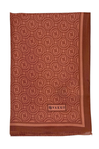 Vakko Twill Silk Shawl - New Monogram - Salmon