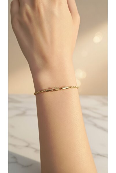 Universal Kadın Gold Burgu Zincir Bileklik - Su Yolu ve Saat Yanı Kombinleneb...
