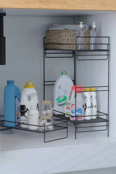 zabata 3-Tier under Sink Shelf Bathroom Kitchen Cabinet Multi-Purpose Organizer Detergent Holder Organizer 20X40