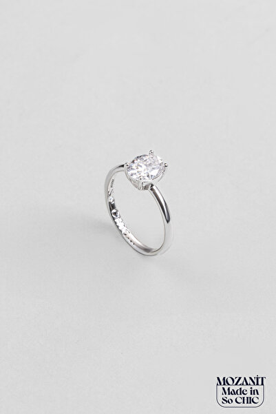 So CHIC... Mozanit Büyüsü 18 Ayar Beyaz Altın Kaplama Gümüş Yüzük