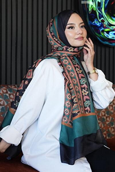 AFVENTE Flower Pattern Green Soft Cotton Shawl