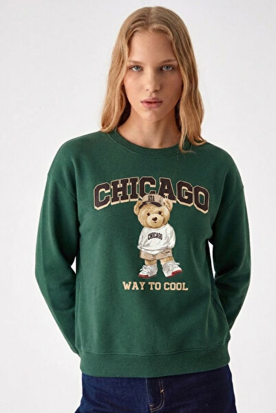 COMBİNE MİCHAİL Ženska majica sa printom čikaških medveda, crveno-zelena