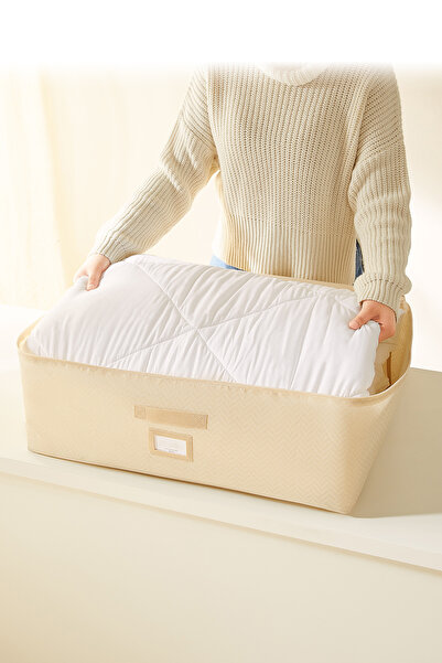 Ocean Home Textile 4 Adet Büyük Boy Bej Balıksırtı Baza Altı Yastık Yorgan Kazak Hurcu 62x46x22