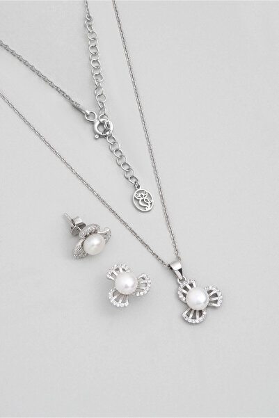 So CHIC... Şans İncisi 18 Ayar Beyaz Altın Kaplama Gümüş Seti