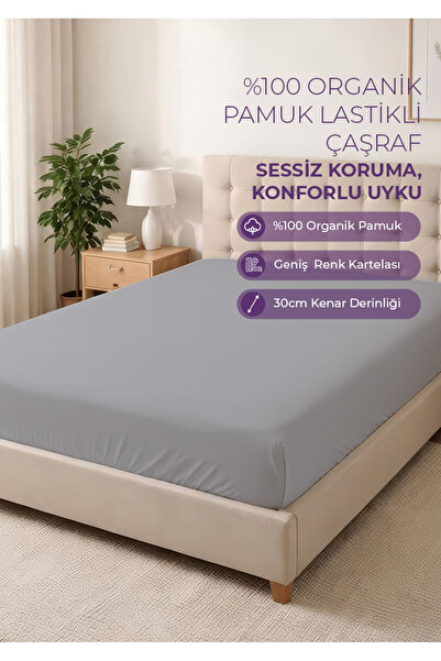 Days In Colours 100% organski pamuk postavljena plahta - 160x200 - siva - ser...