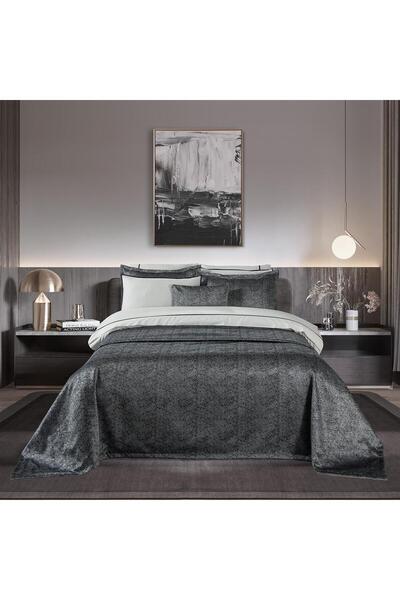 Sarev Adia Lacivert Çift Kişilik %100 Pamuk Saten Nevresim Takımı ve Yatak Ör...