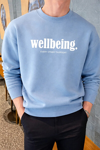 COMBİNE MİCHAİL Wellbeing Themed Printed Baby Boy Blue Sweatshirt