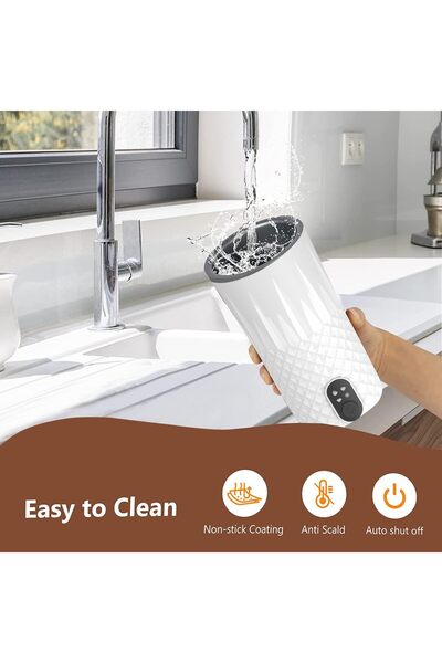 GABOS Spumator de lapte 4 în 1 pentru cafea, capuccino, GABOS™, 240 ml, 400 W, alb