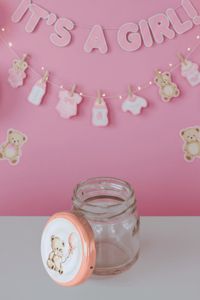 Sarkap Home Pembe Ayıcık Desenli 47'li 40 ml Cam Kavanoz Seti