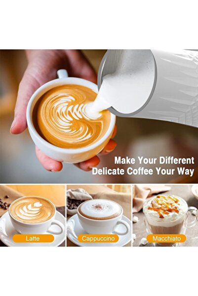 GABOS Spumator de lapte 4 în 1 pentru cafea, capuccino, GABOS™, 240 ml, 400 W, alb