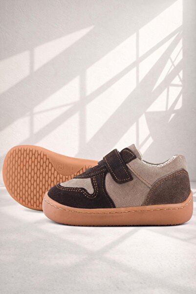 Rakerplus Bob Genuine Leather Sand Brown Barefoot Velcro Elastic Baby Sneaker...
