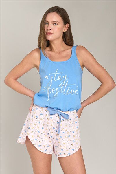 LOVELY THINGS DREAM Örme Atlet Şort Set Pijama Takımı - Açık Mavi