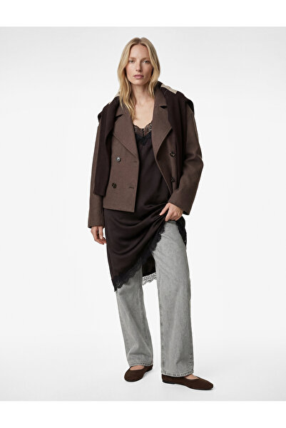 Koton Jachetă cu mânecă lungă cu buzunare cu nasturi cu două rânduri de nastu...