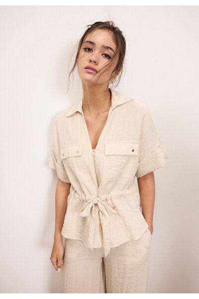 Stradivarius Shirt with pockets and belt