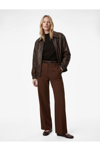 Koton Belted Palazzo Fabric Trousers with Pockets