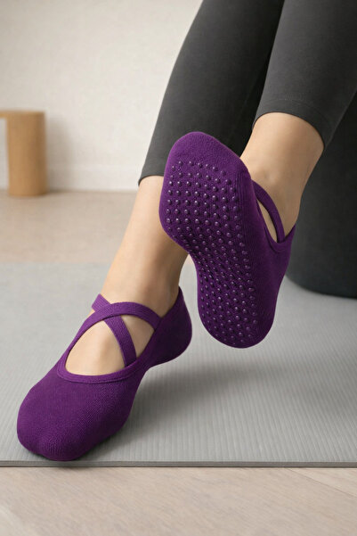 Jusmart Șosete de balerină pentru femei, culoare prune ◆   Bază din silicon a...