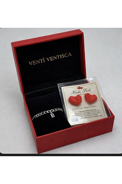 VENTİ VENTİSCA Special Heart for Couples with Steel Letter Bracelet and Speci...