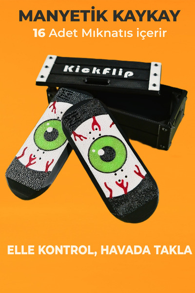 Creva KickFlip Mıknatıslı Kaykay Stres Oyuncağı Fidget Slider -Monster Eye (K...
