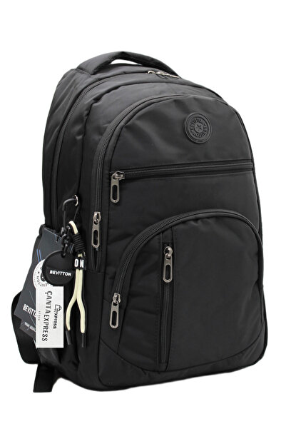 Bevitton حقيبة مدرسية سوداء للجنسين من القماش المقاوم للماء حقيبة ظهر مدرسية ...