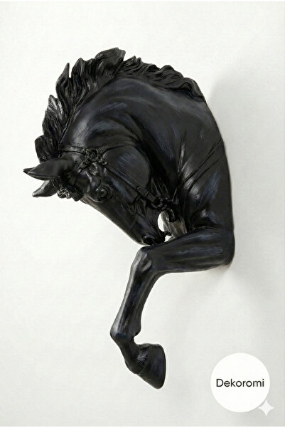 zeydude Duvar Atı Aplik – Parlak Siyah, 48x28cm, Modern Duvar Dekor