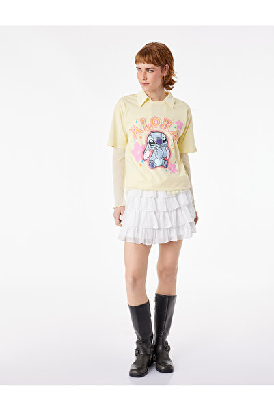 Koton Μπλουζάκι με άδεια χρήσης Stitch, κοντομάνικο, με λαιμόκοψη ποδηλάτου κ...