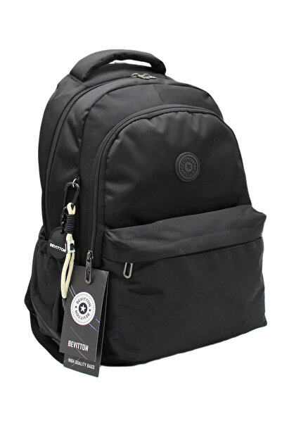 Bevitton Suya Dayanıklı Kumaş Siyah Okul Çantası Unisex Günlük Okul Sırt Çant...