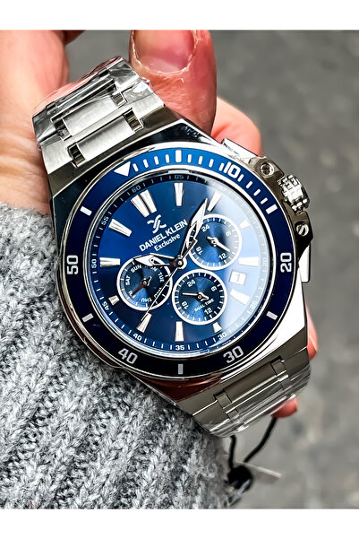 Daniel Klein Yeni Sezon Gümüş Renk Çelik Kordon Erkek Kol Saati Spor Model Bi...