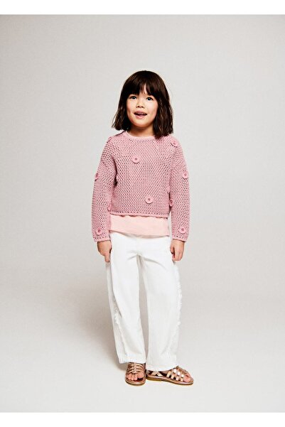 MANGO Baby Püsküllü düz kesim jean pantolon