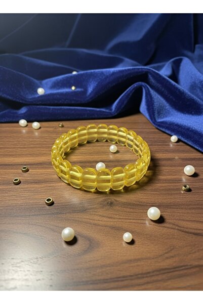 Meneva Aksesuar Şeffaf Sarı Beyrut Kehribar Bileklik