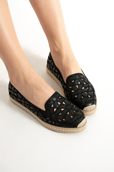 HVZ Exclusive Pantofi de damă cu talpă de paie cu model Espadrille cu model f...