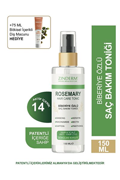 zinderm Saf Biberiye Suyu Saç Toniği Dökülme Karşıtı Ve Saç Uzamasını Destekl...