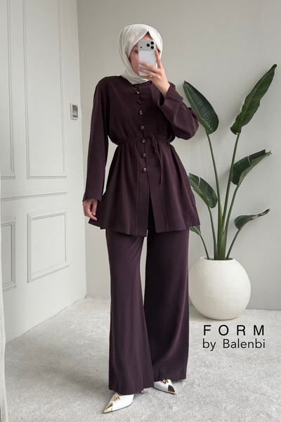 Balenbi Comfortable Cut Button Detailed Hijab Women's Tnsel Set 1166 – Form S...