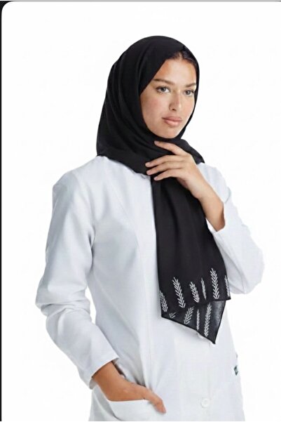 Veil Designer Black and silver veil with luxurious embroidery on the edge, ha...