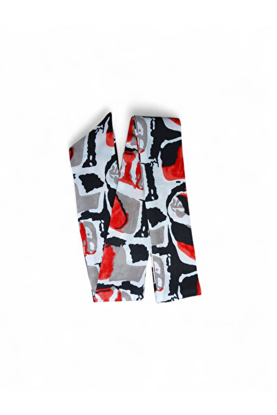 maia White and Black Patterned Viscose Long Scarf – 150×6 cm – 4 Seasons