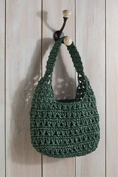 Talinhandmade Raffia Handbag Green – Hand Knitted, Natural Raffia, Bohemian D...