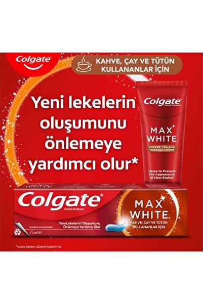 Colgate Max Whıte Çay Kahve Sigara kullananlar için diş macunu 75 ml