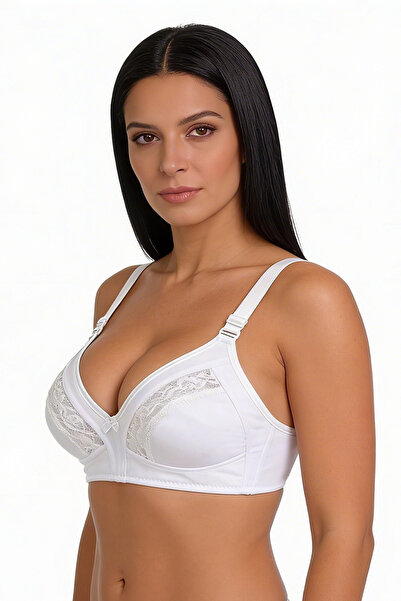 LoraDream Women's Thick Elastic Lace Detailed Gathering Bra